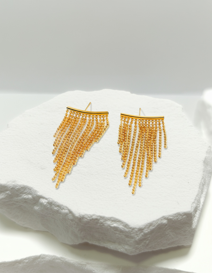 PENDIENTES CASCADA DORADA