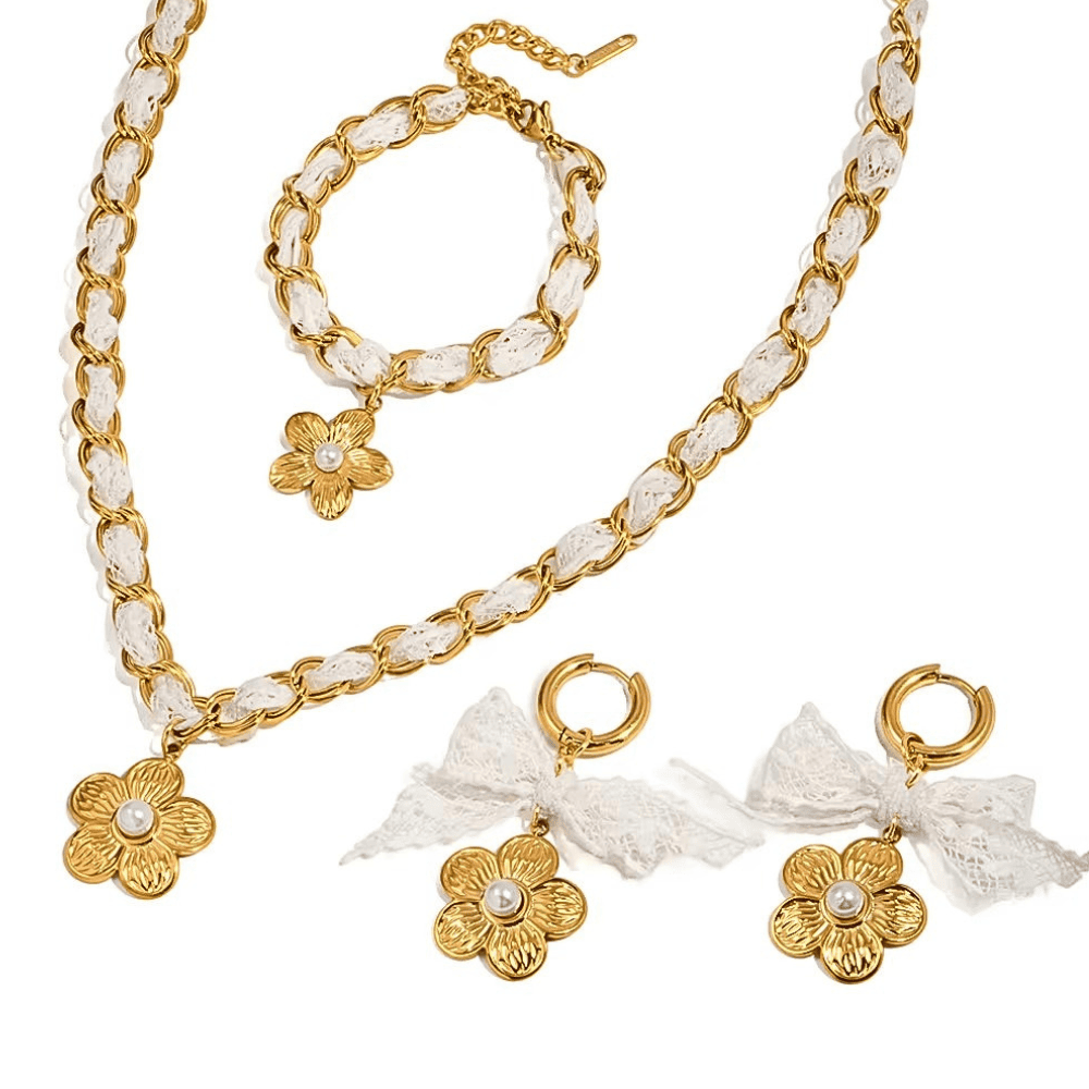 COLECCION VERBENA (COLLAR + ARETES + PULSERA)