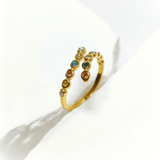 ANILLO ESPIRAL RADIANTE CRISTALES DE ARCOIRIS